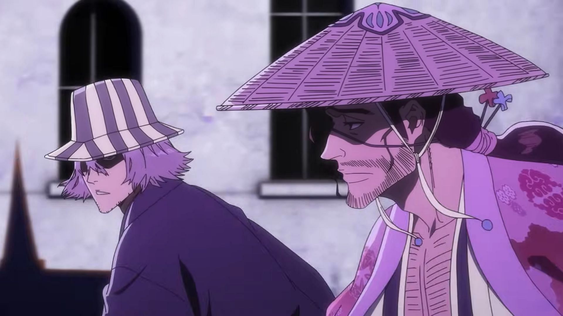 Kisuke Urahara and Shunsui Kyoraku as seen in Bleach TYBW part 3 episode 9 (Image via Pierrot Films)