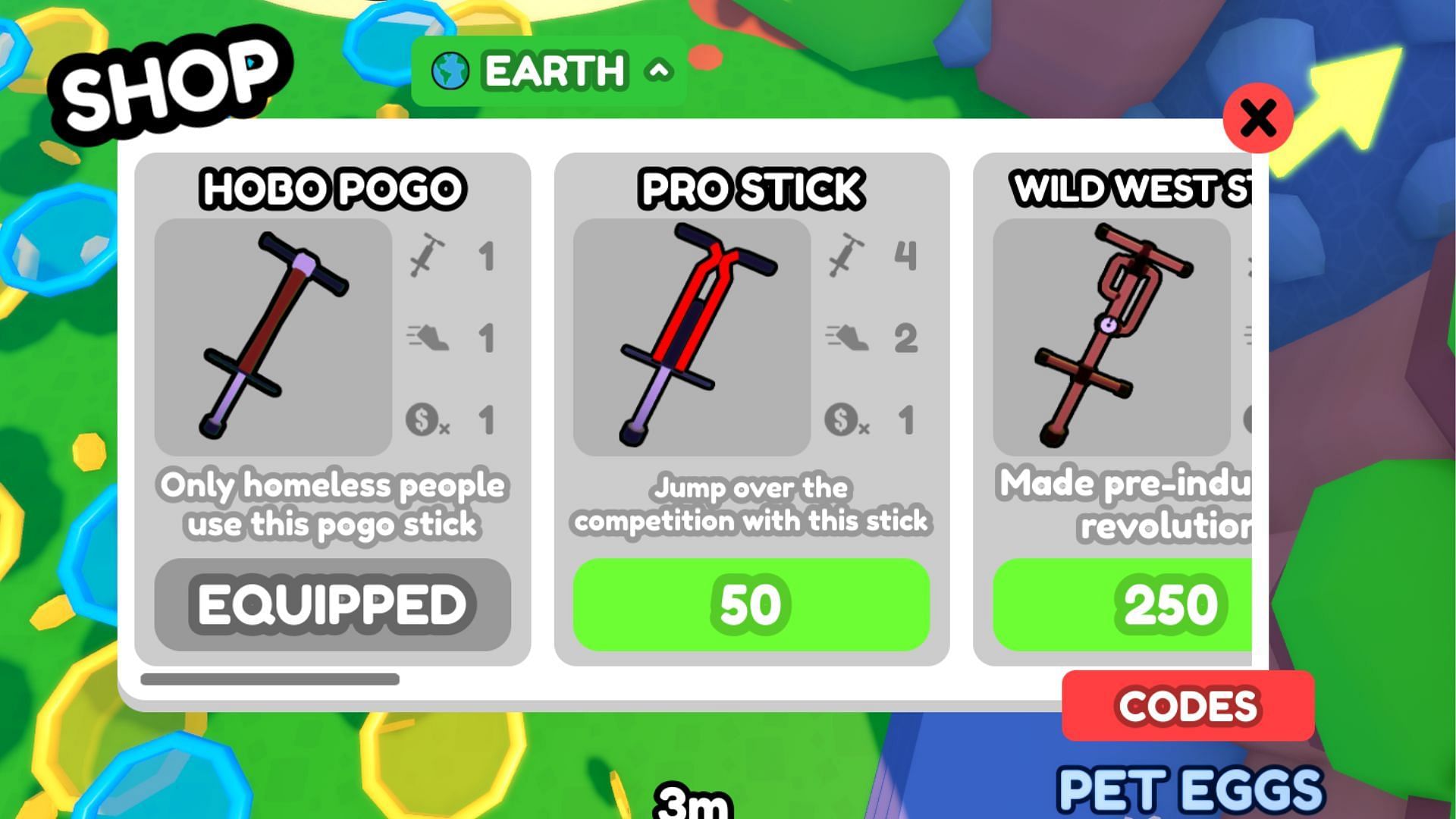 Shop for unique pogo sticks in Pogo Simulator (Image via Roblox)