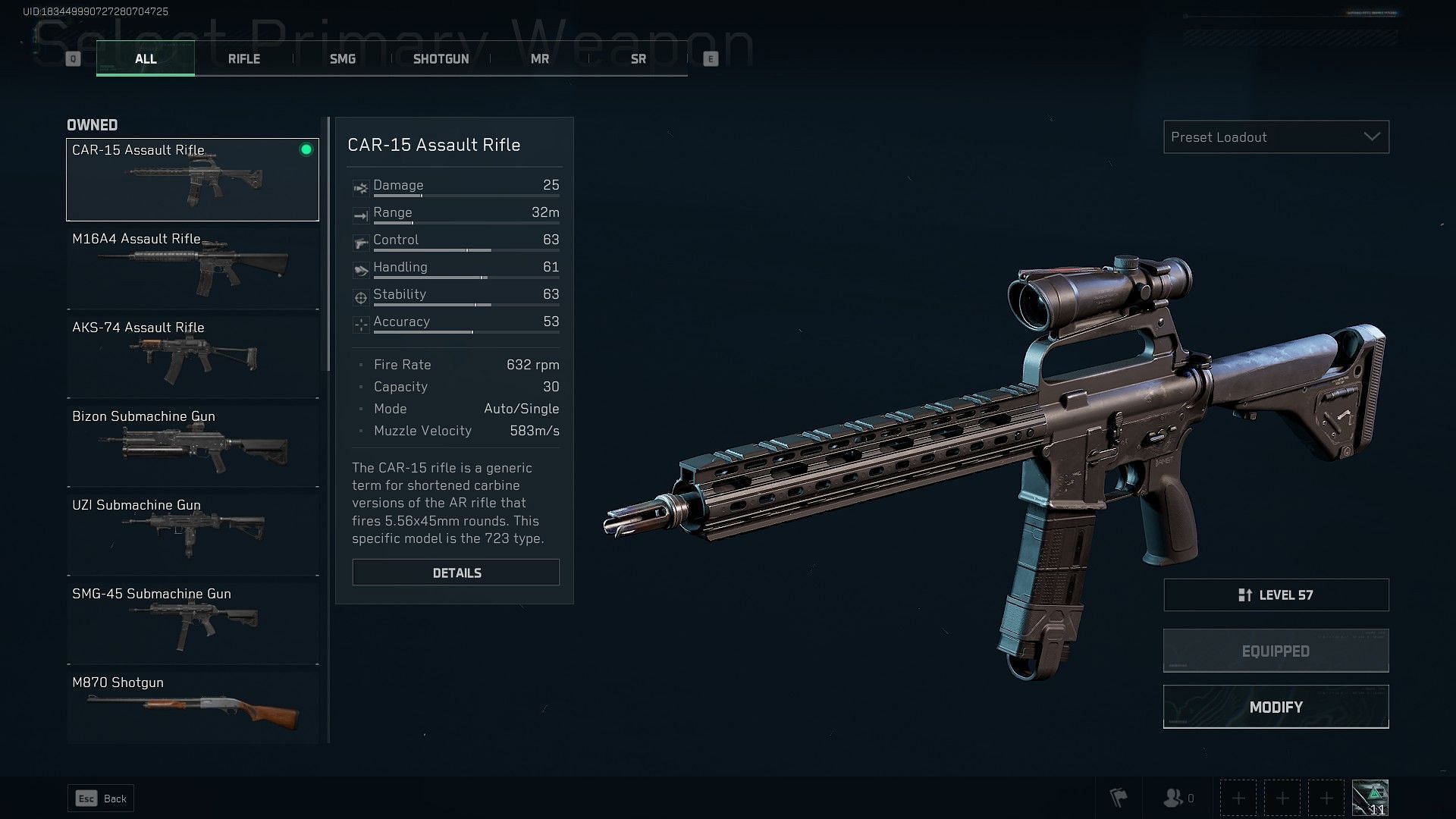 A varied weapon customization (Image via TiMi Group Studios)