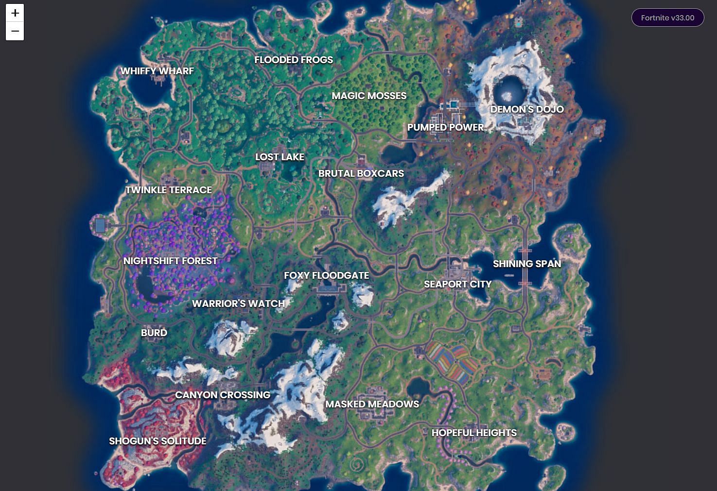 Named Locations in Chapter 6 Season 1 (Image via Epic Games)(Image via Sportskeeda)