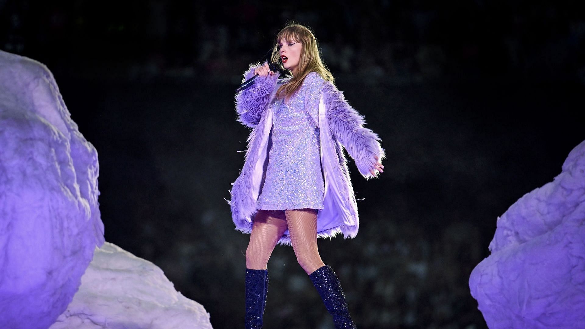 Taylor Swift performs onstage during &quot;The Eras Tour&quot; at Wembley Stadium on June 23, 2024, in London, England. (Image via Getty/Gareth Cattermole)