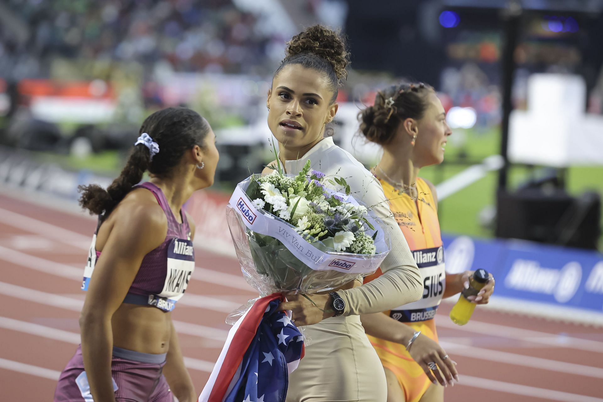 Sydney McLaughlin-Levrone after winning the gold medal at the Wanda Diamond League 2024 Final - Allianz Memorial Van Damme Brussels - Source: Getty