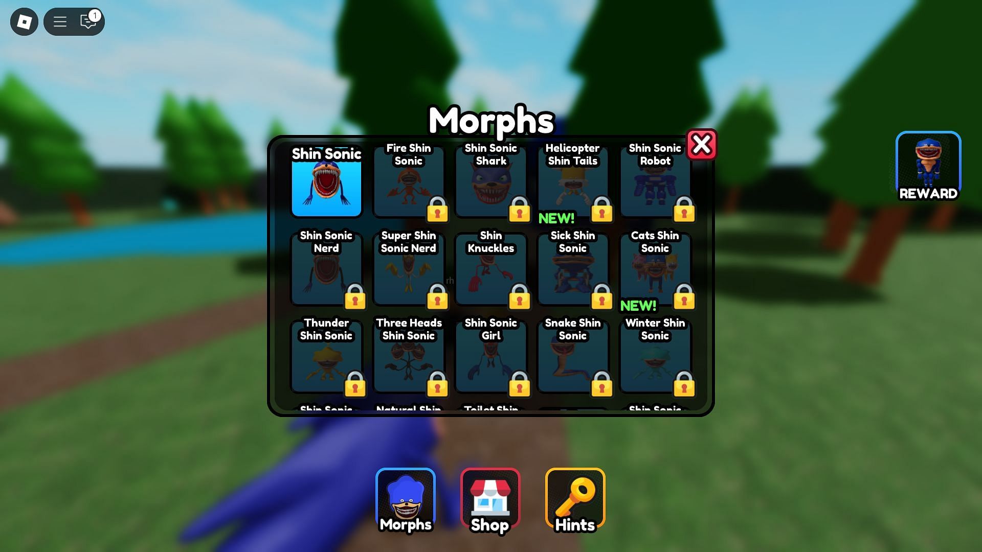 The Morphs menu (Image via Roblox)