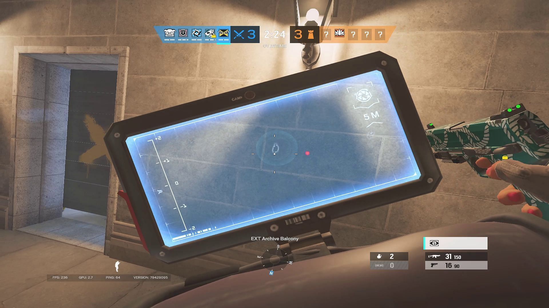 Scanning Vigil with Electronics Detector in Rainbow Six Siege (Image via Ubisoft)