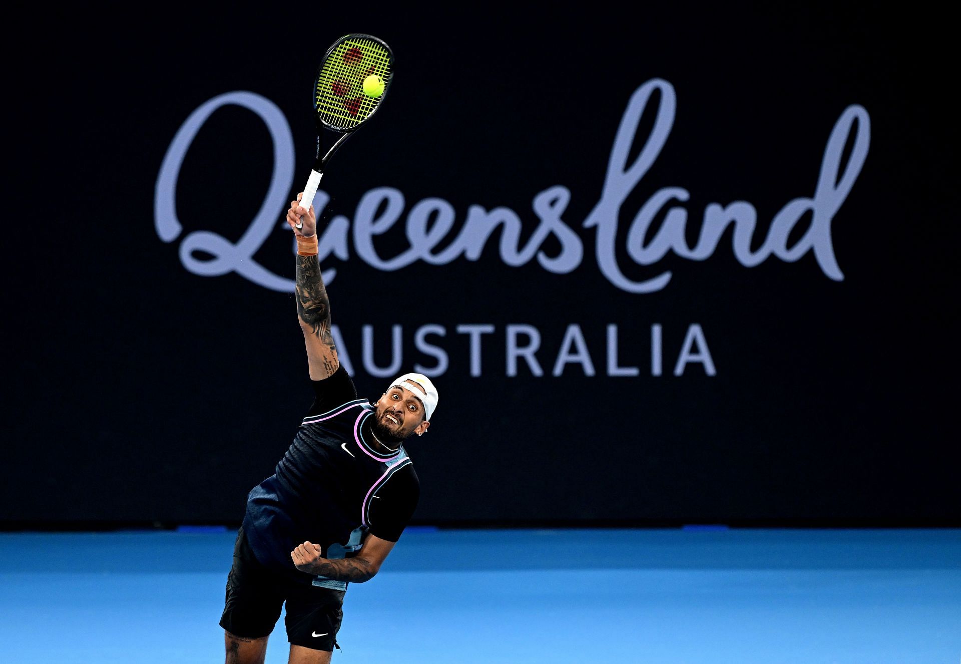 Nick Kyrgios in action at the 2025 Brisbane International - Source: Getty