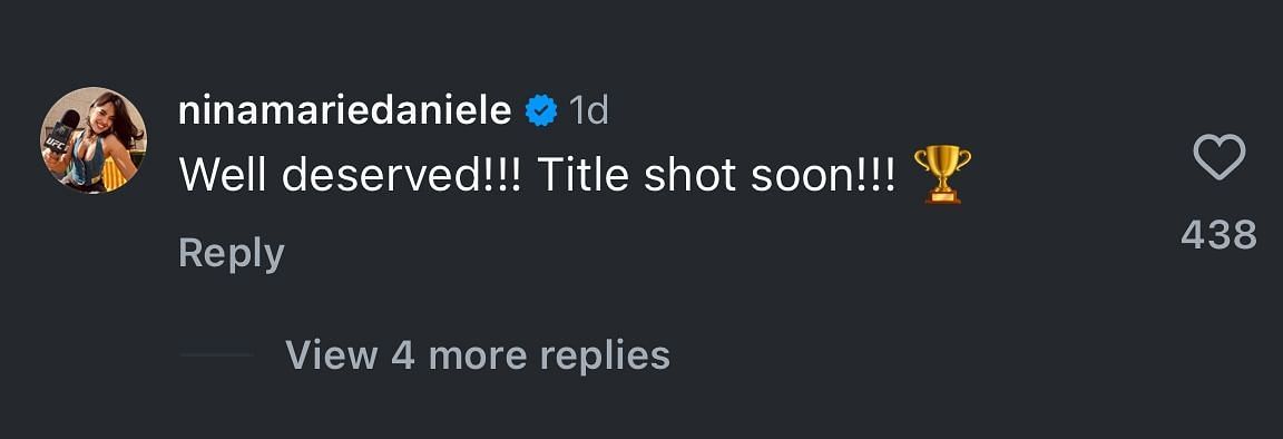 Nina-Marie Daniele&#039;s comment [Screenshot courtesy: @espnmma on Instagram]