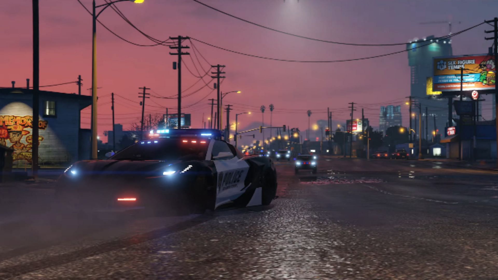 The Coquette D10 police car in GTA Online December DLC trailer (Image via Rockstar Games)