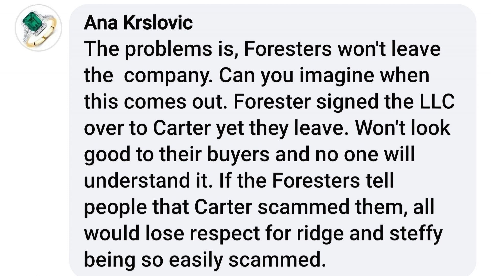 Fans discussing the Forresters and their business history (via Peggy Wyne / Facebook)