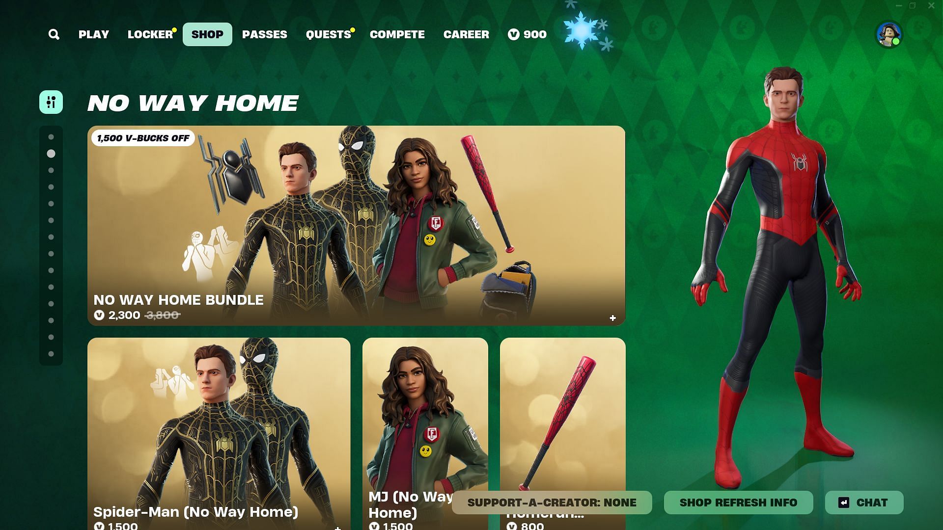 You can now purchase Spider-Man and MJ (No Way Home) skins in Fortnite (Image via Epic Games)