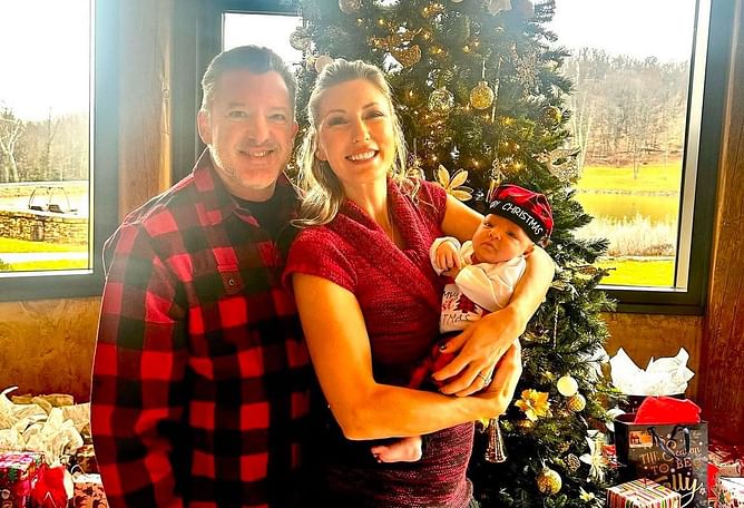 Tony Stewart and Leah Pruett celebrate first Christmas as parents with son Dominic