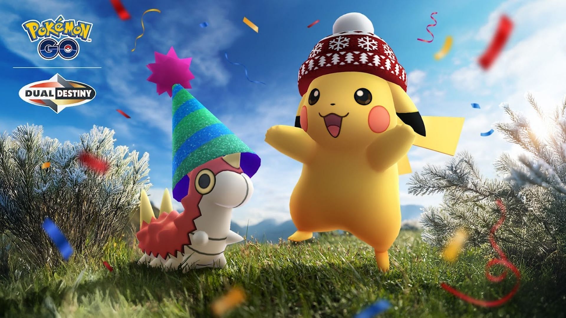 Snowflake Beanie Pikachu in Pokemon GO will be featured in the New Year 2025 event (Image via TPC)