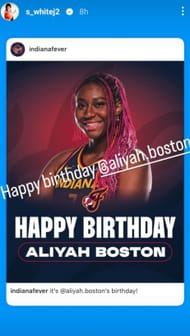 Stephanie White sent a message to Aliyah Boston