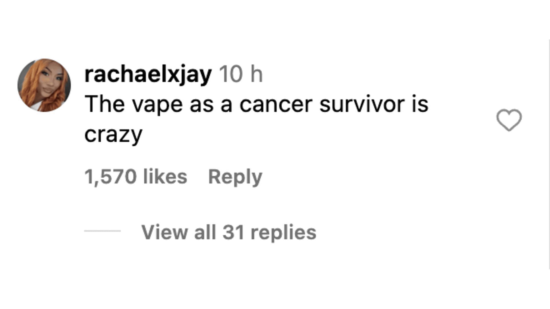 X users comment on seeing the rapper vaping as many recall her recent cancer diagnosis. (Image via Instagram)