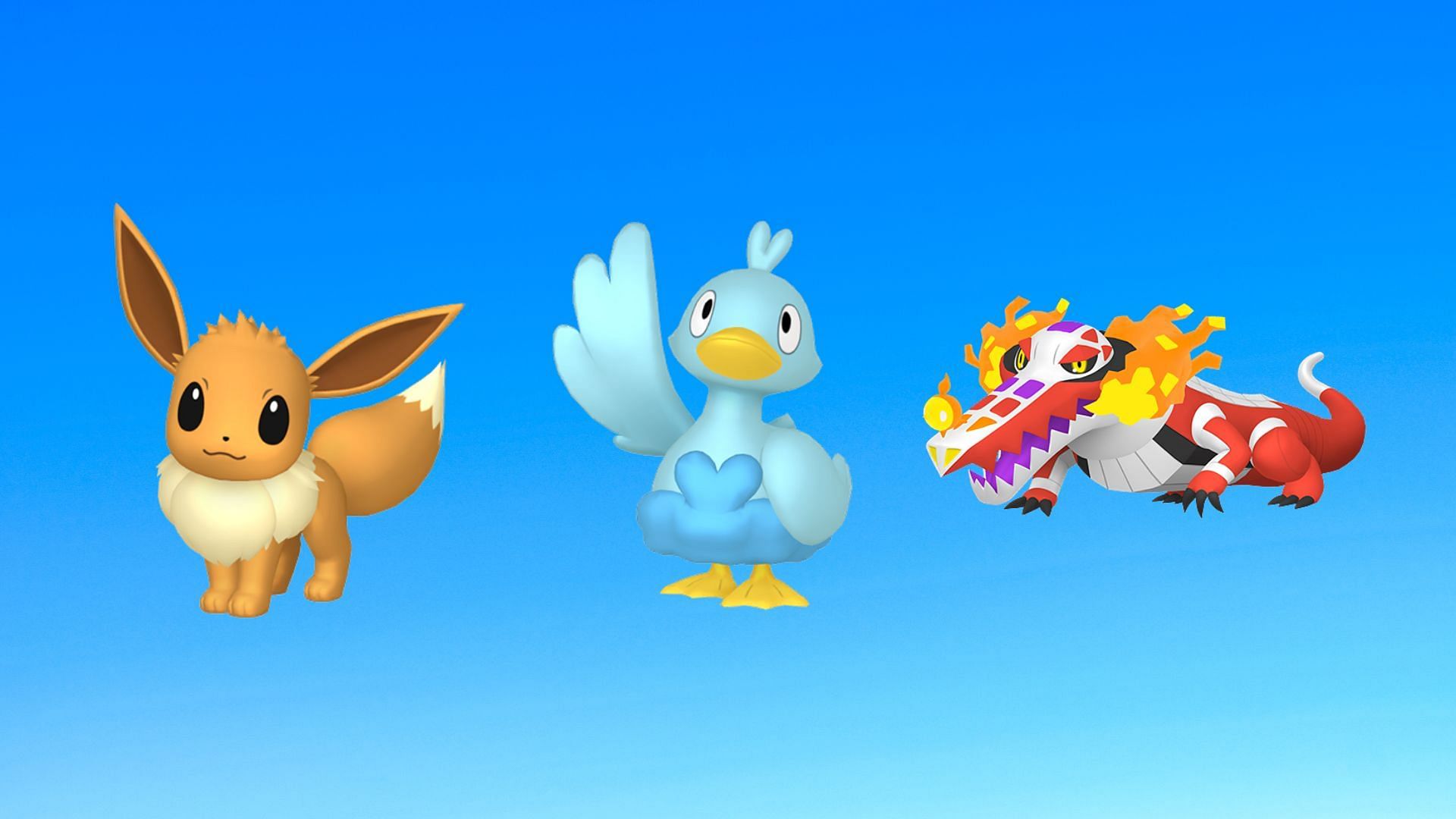 Eevee, Ducklett, and Skeledirge (Image via TPC)