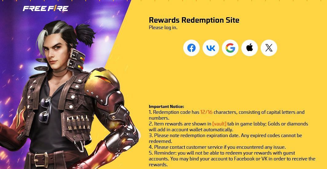 रिडीम कोड (Image via reward.ff.garena.com)