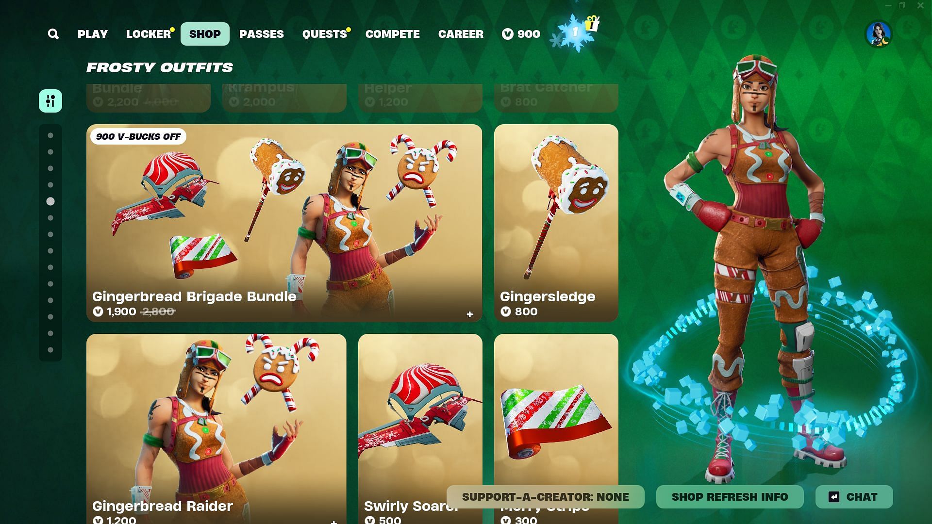 You can now purchase the Gingerbread Raider skin in Fortnite (Image via Epic Games)