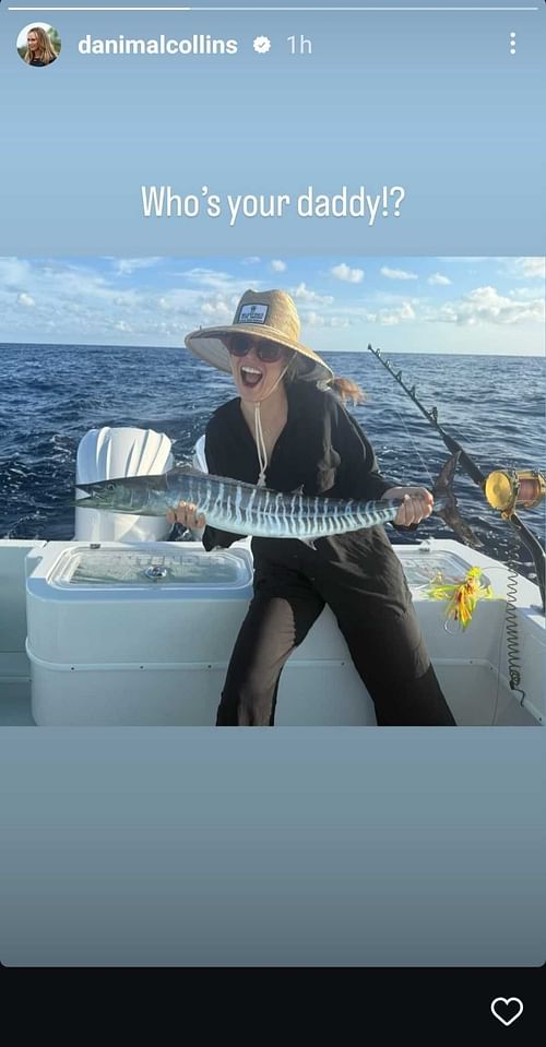 Danielle Collins on a fishing expedition, (Source: Instagram, https://www.instagram.com/stories/danimalcollins/)