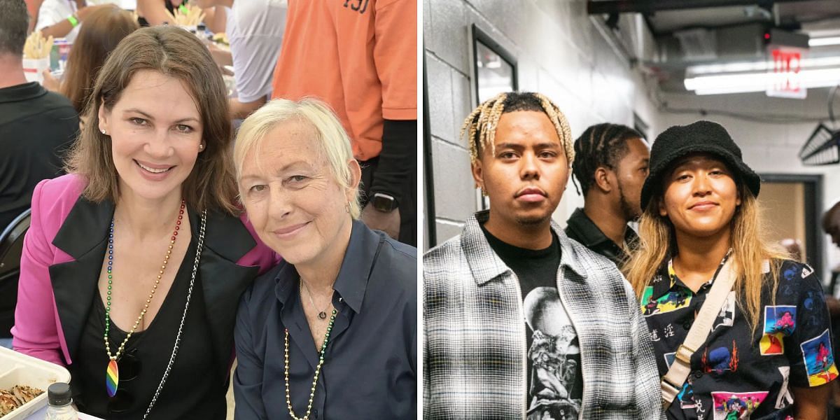 Martina Navratilova and Julia Lemigova (L), and Naomi Osaka and Cordae (R) (Image Source: Getty)