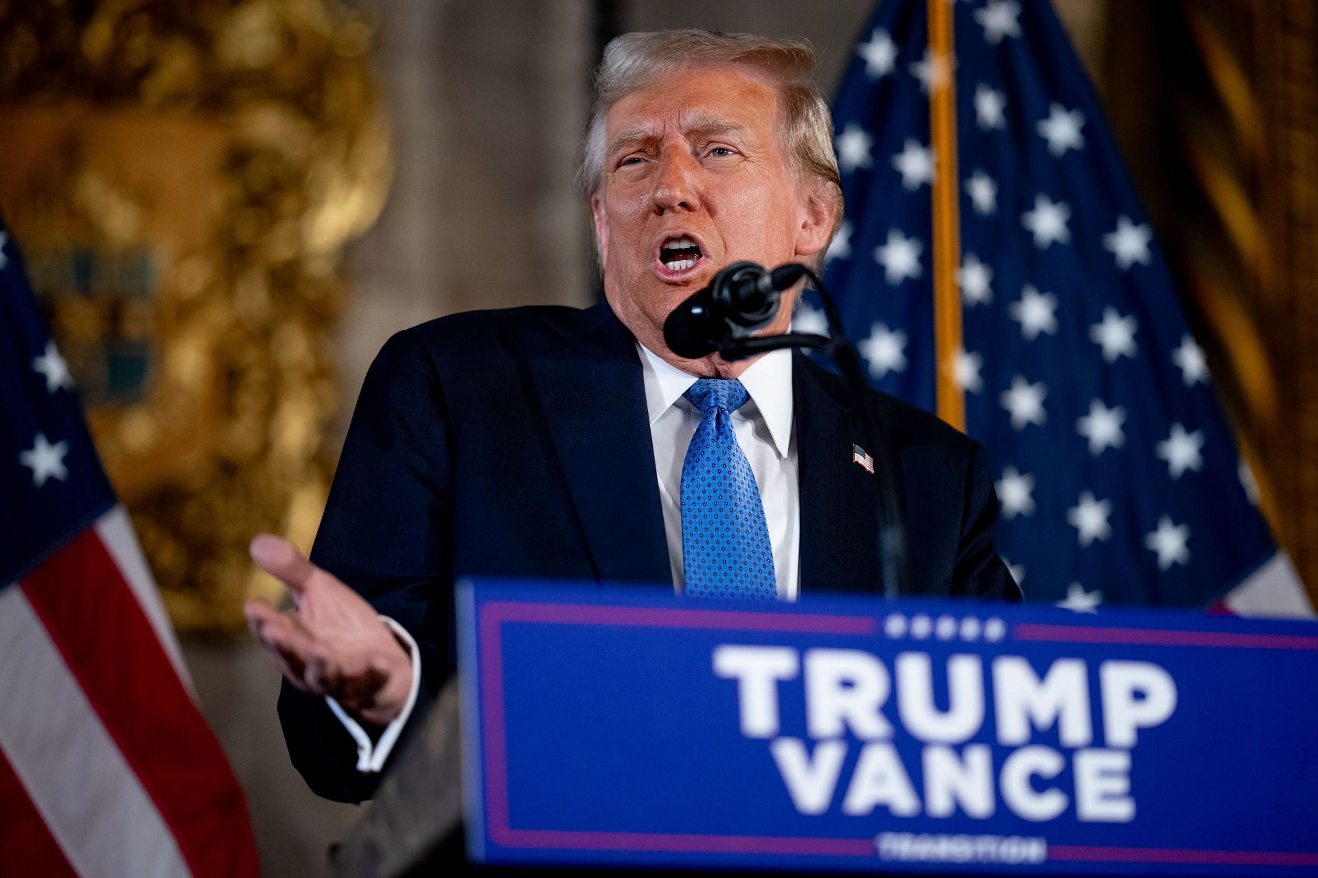 President-Elect Trump Speaks To The Press At Mar-A-Lago - Source: Getty