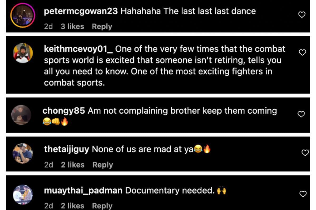 Screenshot of fans&#039; comments