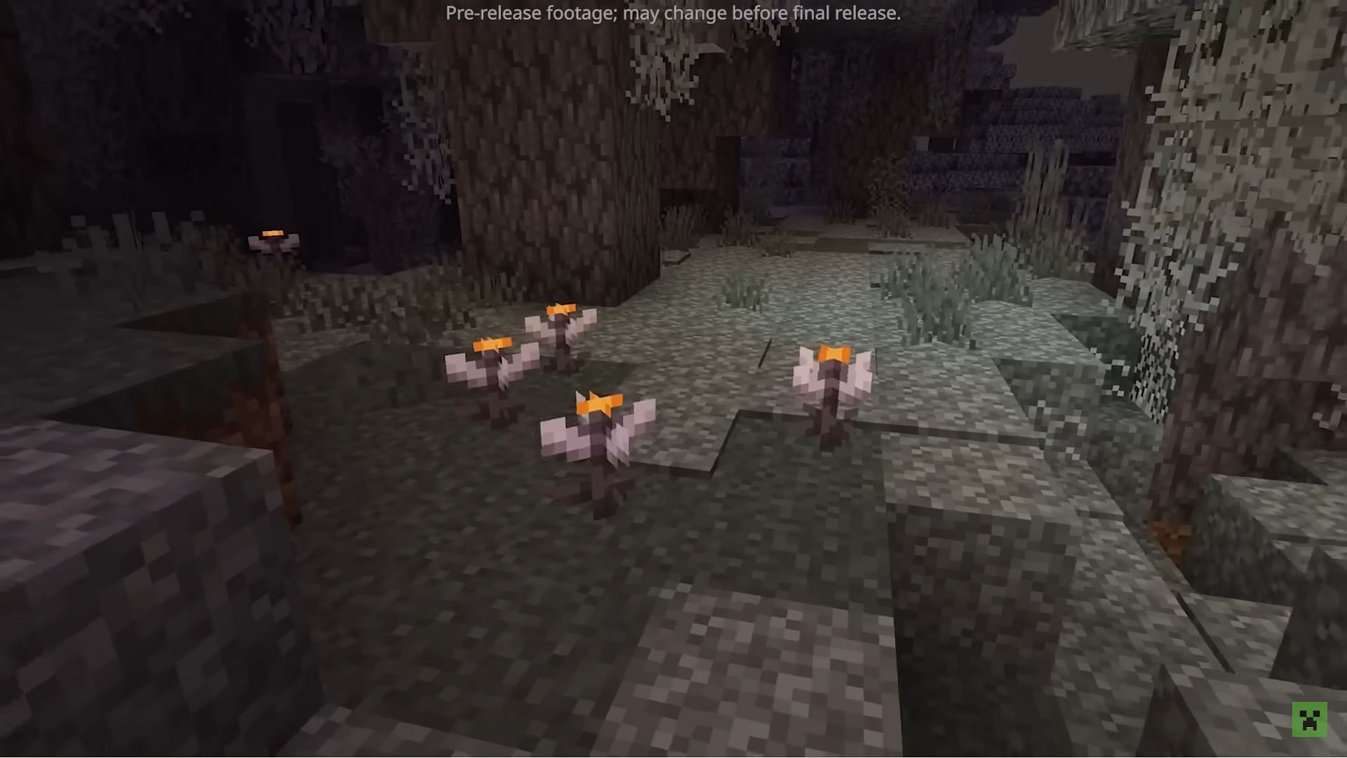 Eyeblossoms introduced in The Garden Awakens can give both orange and white dye (Image via Mojang Studios)