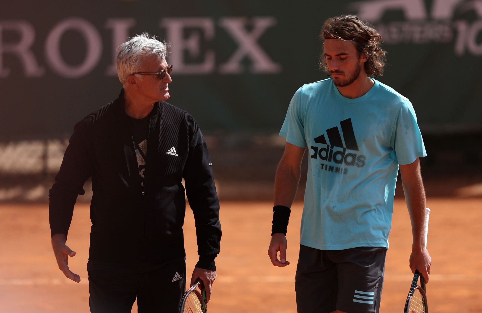 Stefanos Tsitsipas &amp; his father Apostolos Tsitsipas at the 2022 Monte-Carlo Masters [Source: Getty]