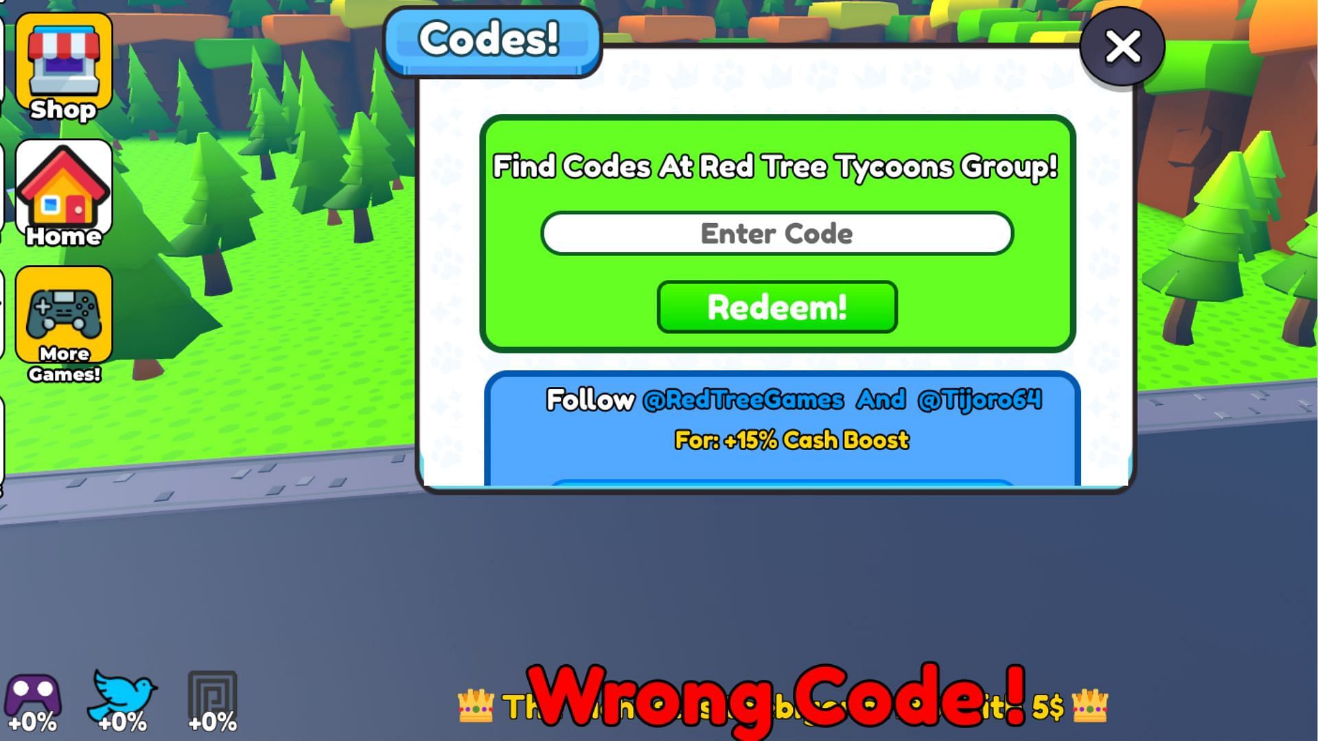 Burgeria Tycoon invalid code issue (Image via Roblox)