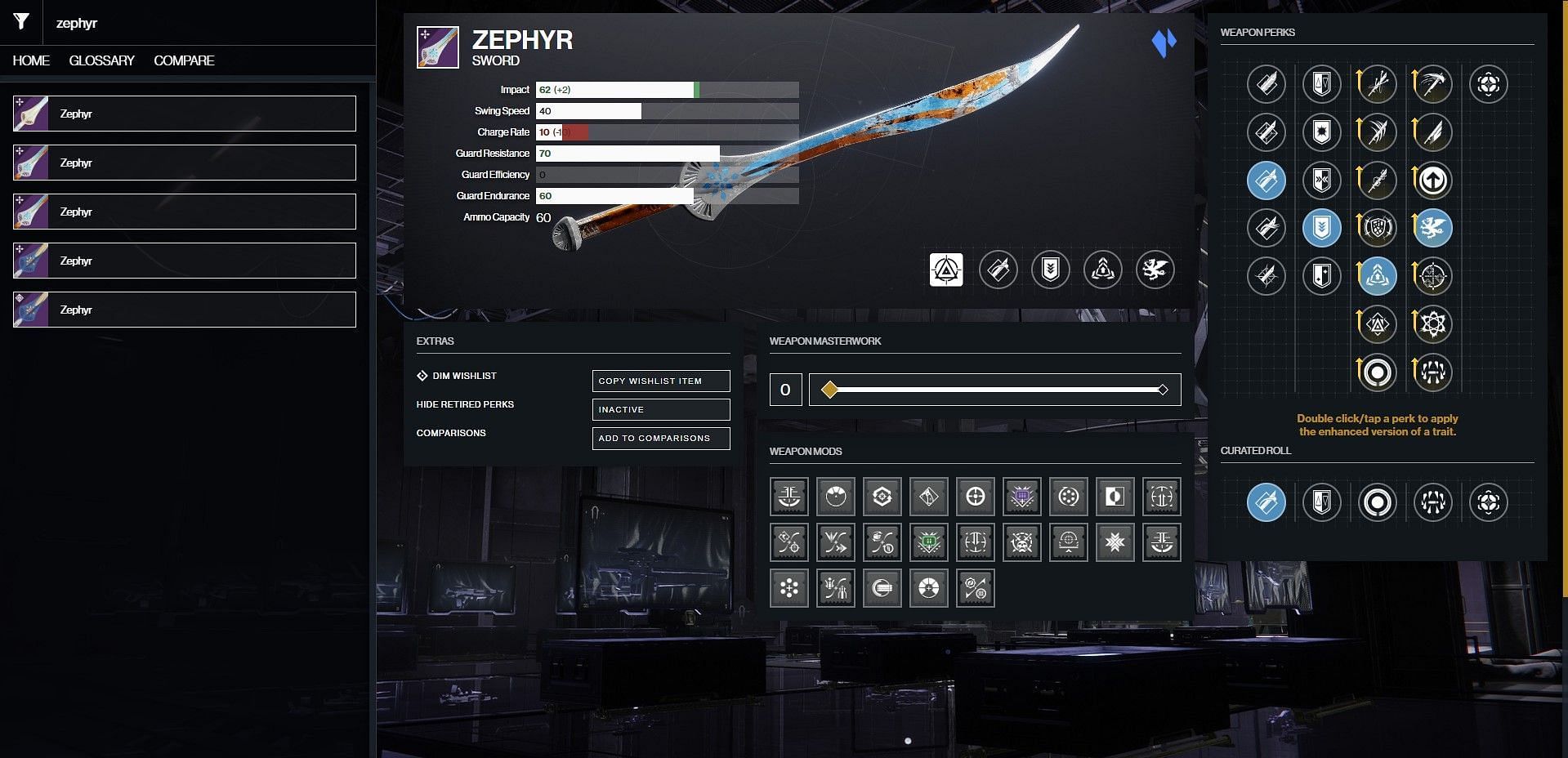 Zephyr PvP god roll (Image via D2Gunsmith/Bungie)