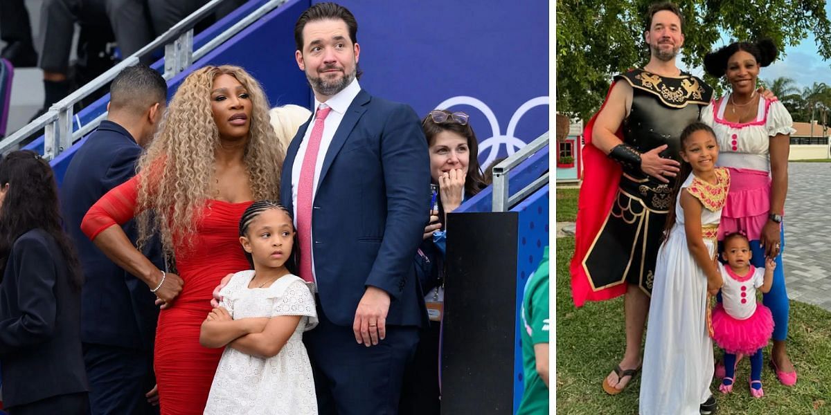 Serena Williams with her husband Alexis Ohanian and daughters Olympia and Adira (R) | Images: Getty/Instagram