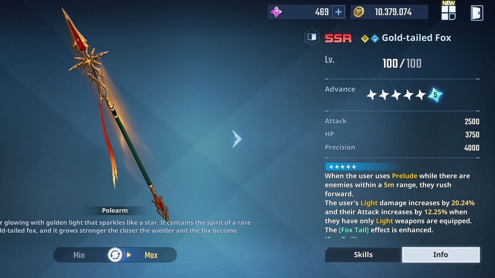 Stats of the Gold-tailed Fox (Image via Netmarble)