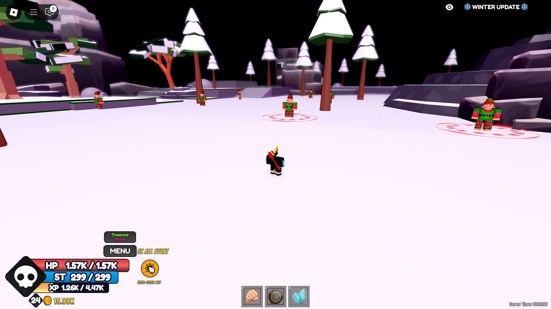 Enter the Winter Island to beat new enemies for rewards (Image via Roblox)