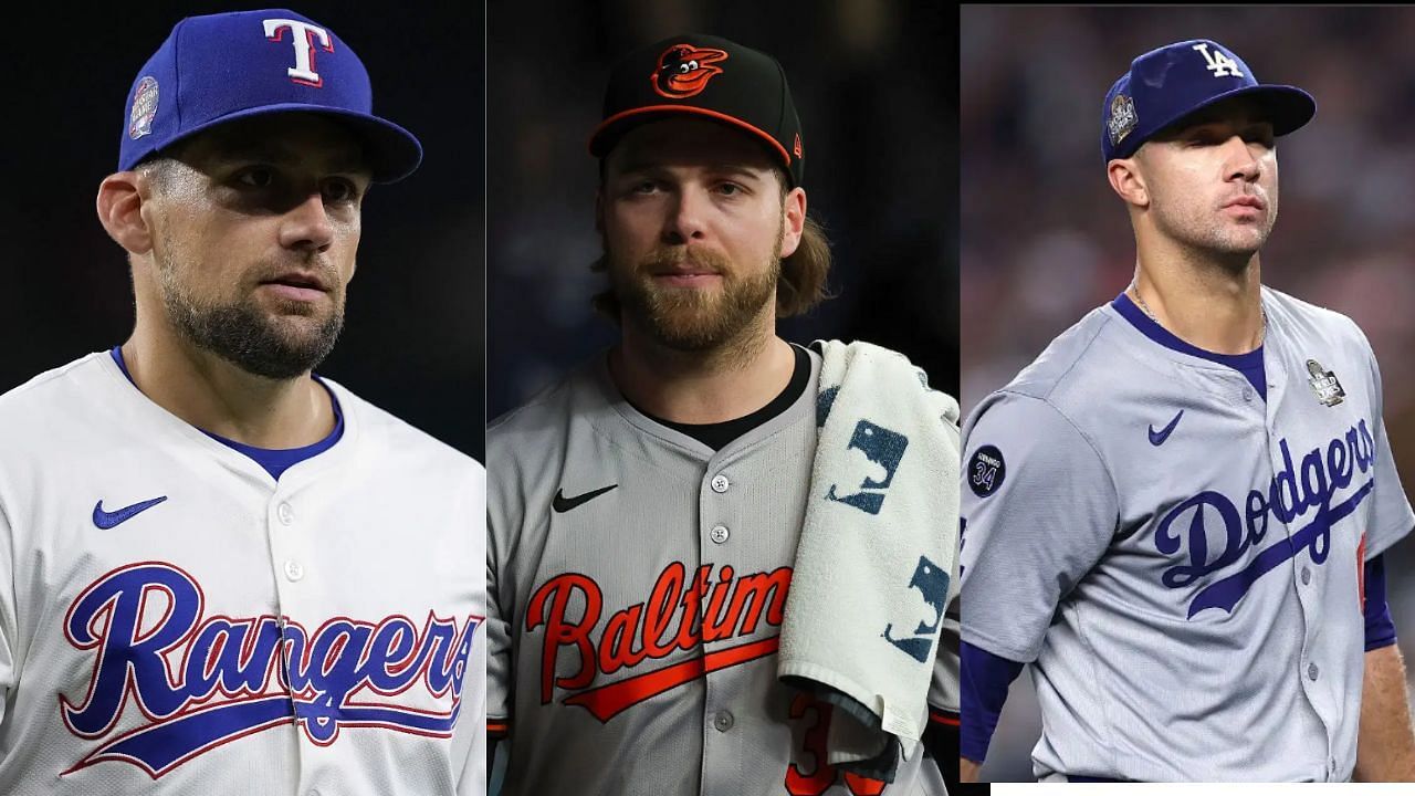 (Left to Right) Nathan Eovaldi, Corbin Burnes and Jack Flaherty (Images from - Getty)