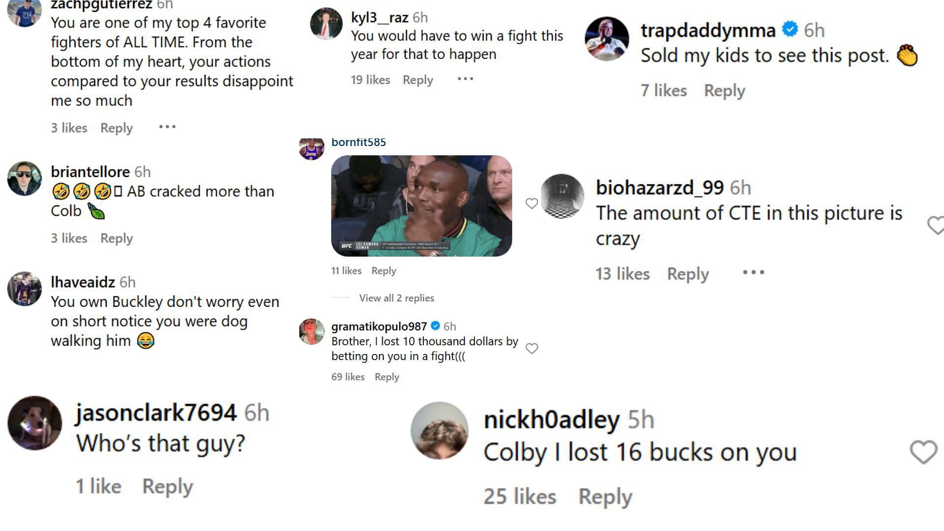 Fan comments (courtesy of @colbycovington&#039;s post on Instagram)