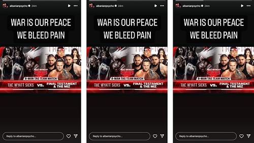 Rezar shares cryptic message on his Instagram story ahead of RAW.