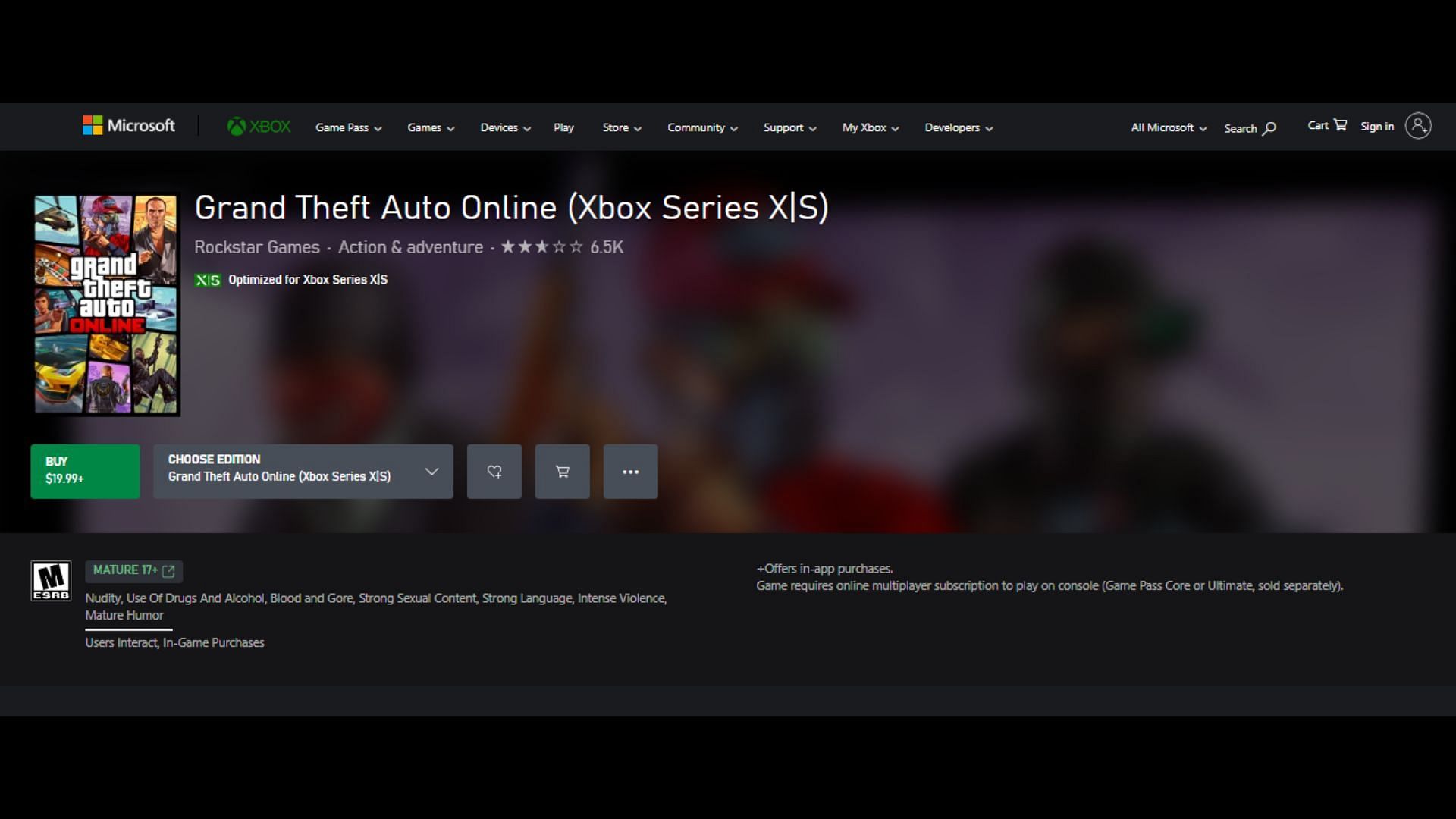 Grand Theft Auto Online as a standalone title (Image via Xbox.com)