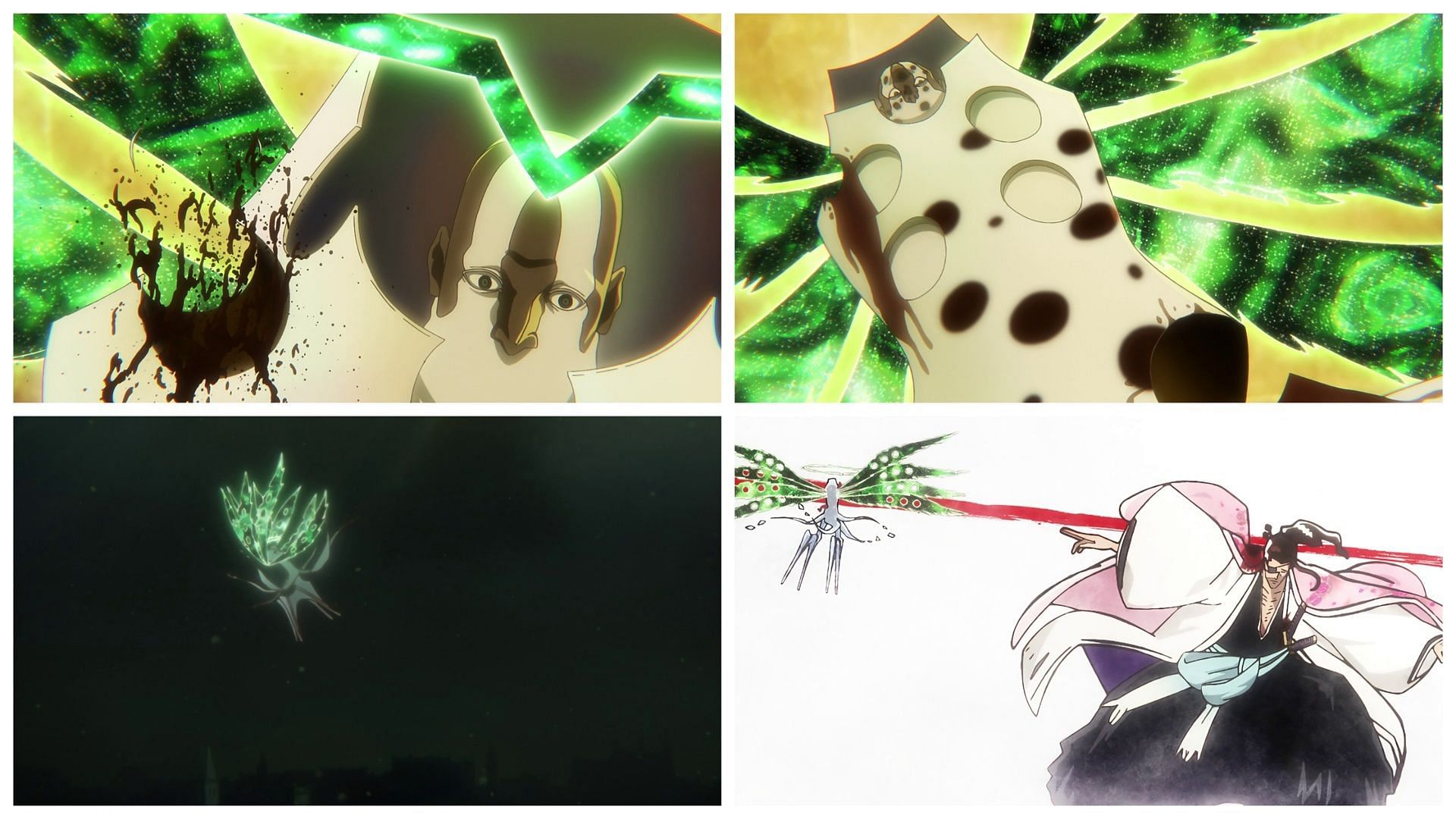 The four parts of Kyoraku's Bankai in Bleach TYBW (Image via Pierrot Films)