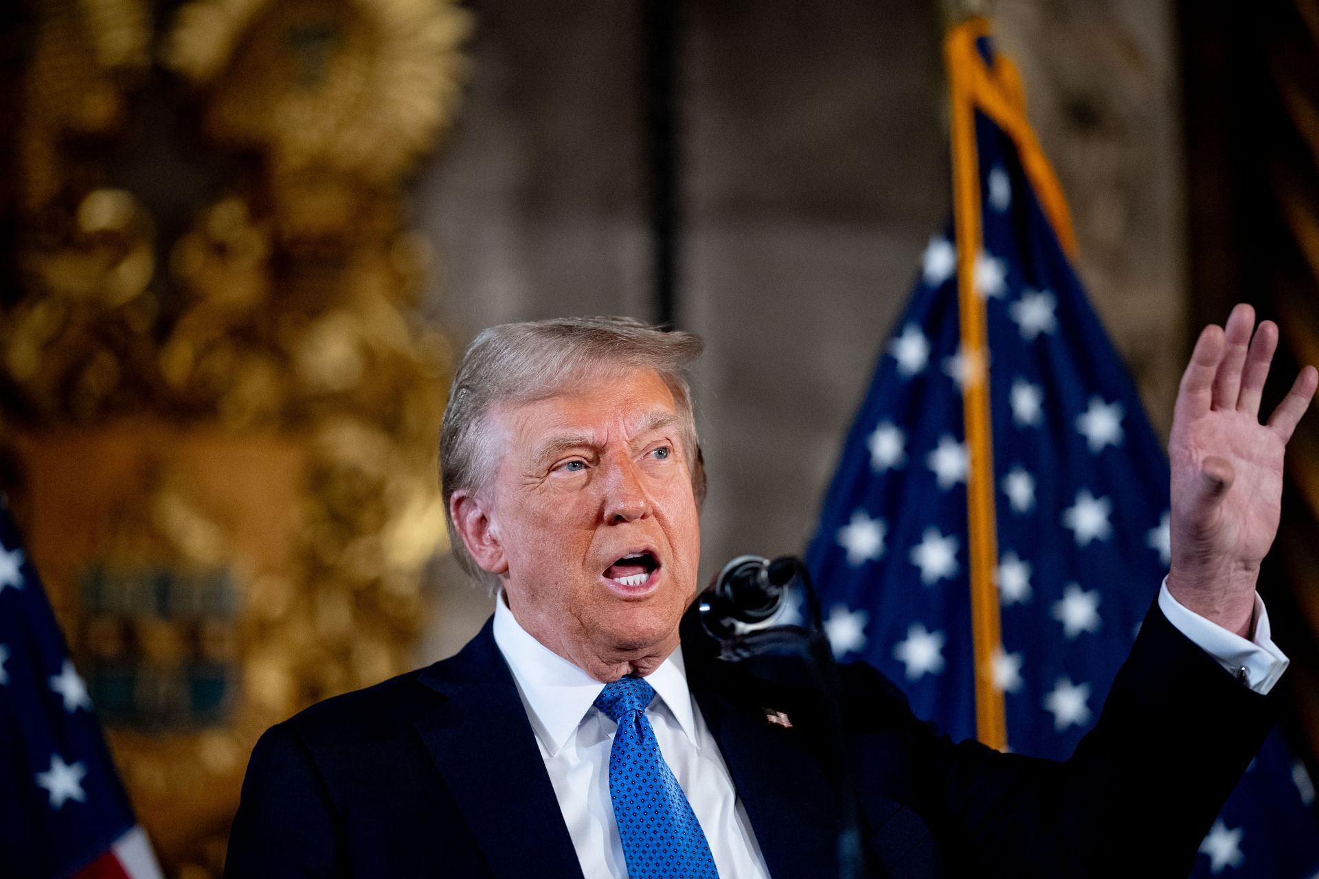 President-Elect Trump Speaks To The Press At Mar-A-Lago - image via Getty