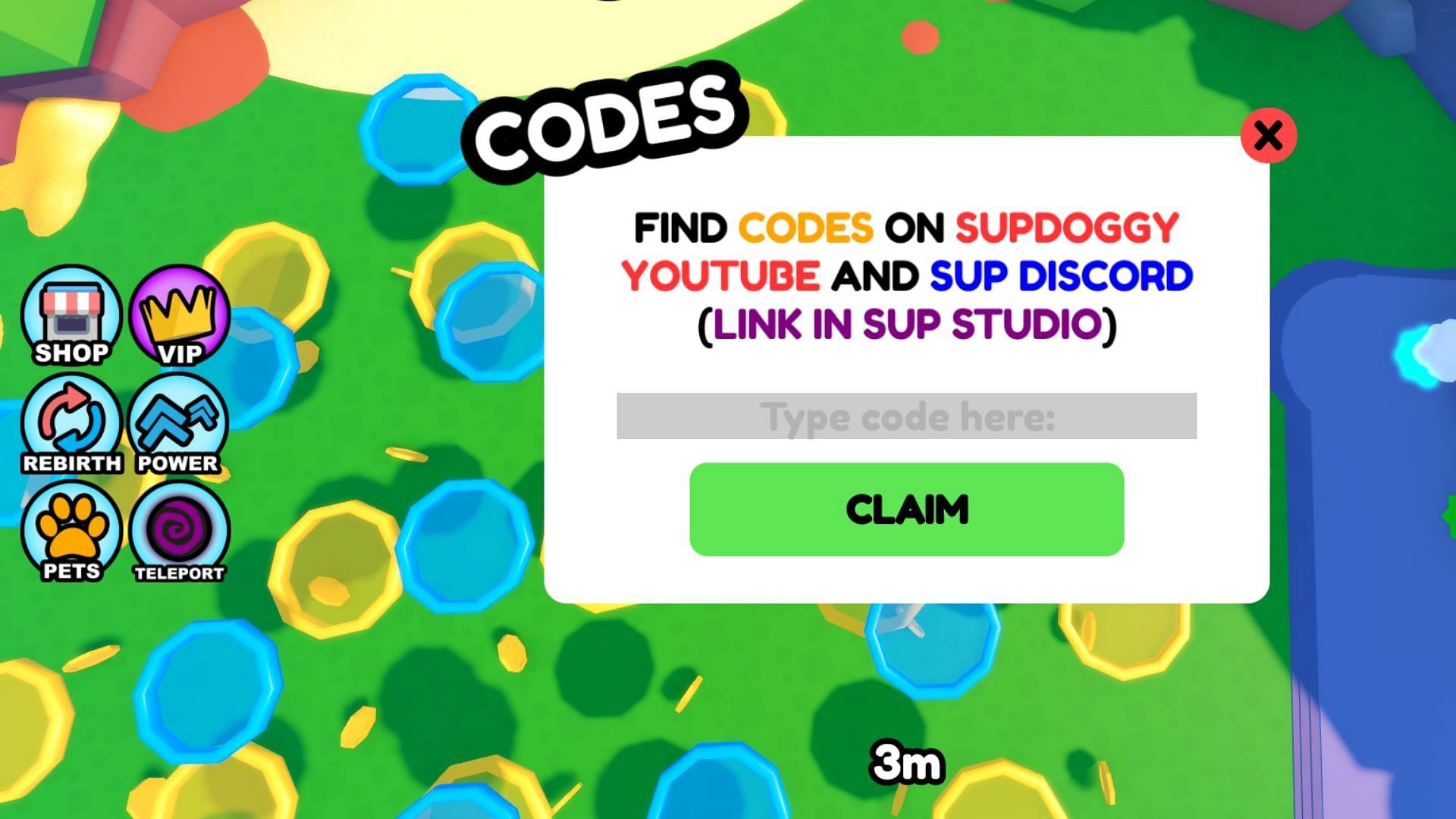 Redeem codes in Pogo Simulator (Image via Roblox)