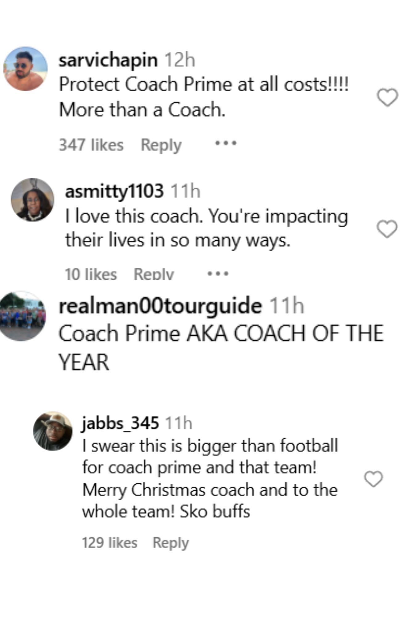 Fan Reactions for Deion Sanders post ( @deionsanders / Instagram)