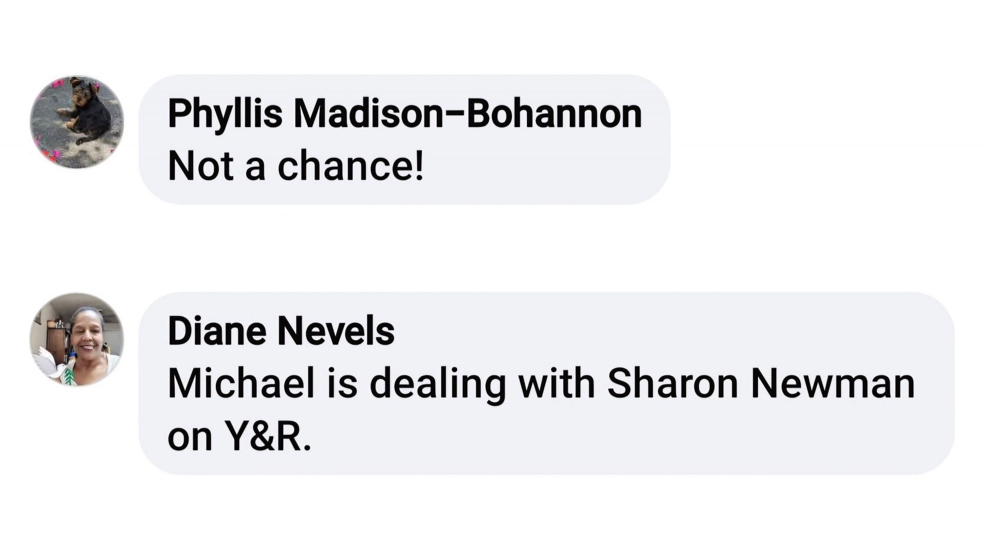 Fans pitching in with their opinions on a possible Young and the Restless crossover on the soap (via Angela MD Edwards / Facebook)