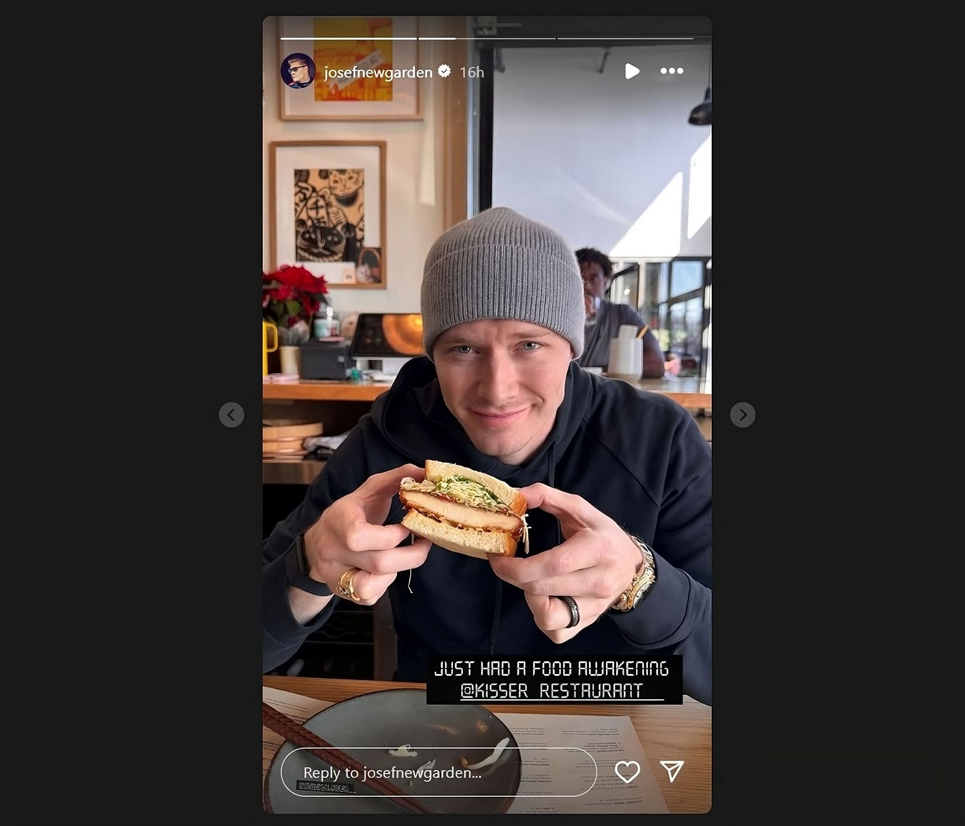 A snapshot of Josef Newgarden&#039;s Instagram story (@josefnewgarden)