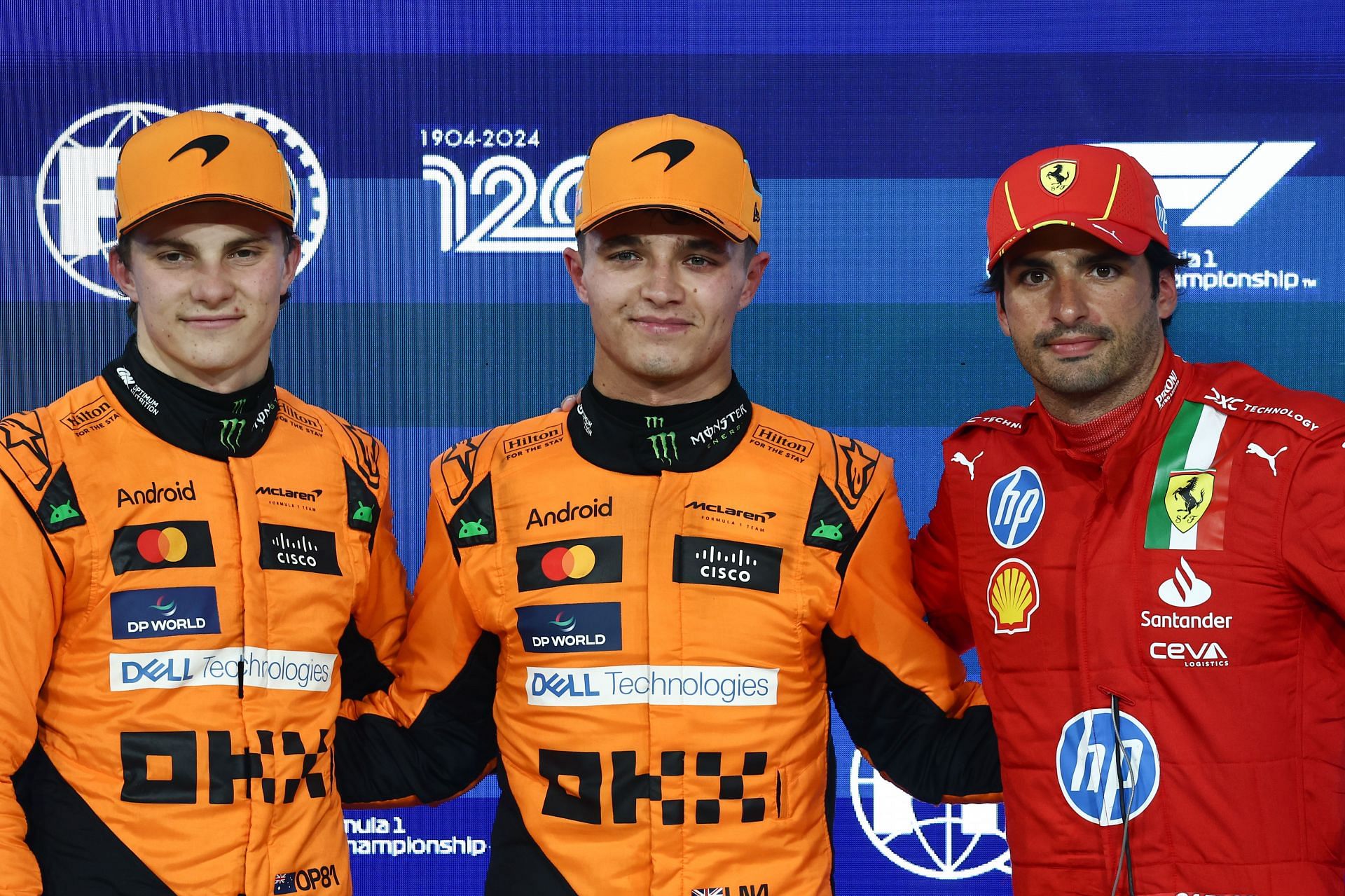 Oscar Piastri, Lando Norris of McLaren and Carlos Sainz of Ferrari after qualifying ahead of the Formula 1 Abu Dhabi Grand Prix - Source: Getty