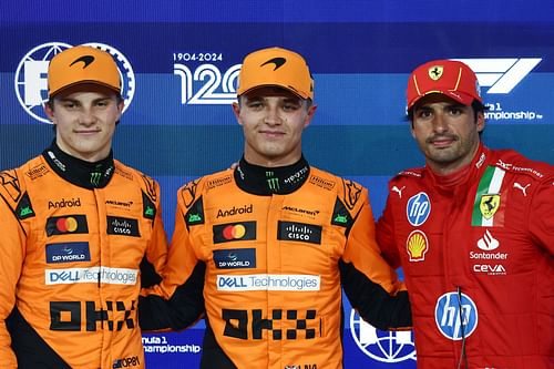 Oscar Piastri, Lando Norris of McLaren and Carlos Sainz of Ferrari after qualifying ahead of the Formula 1 Abu Dhabi Grand Prix - Source: Getty