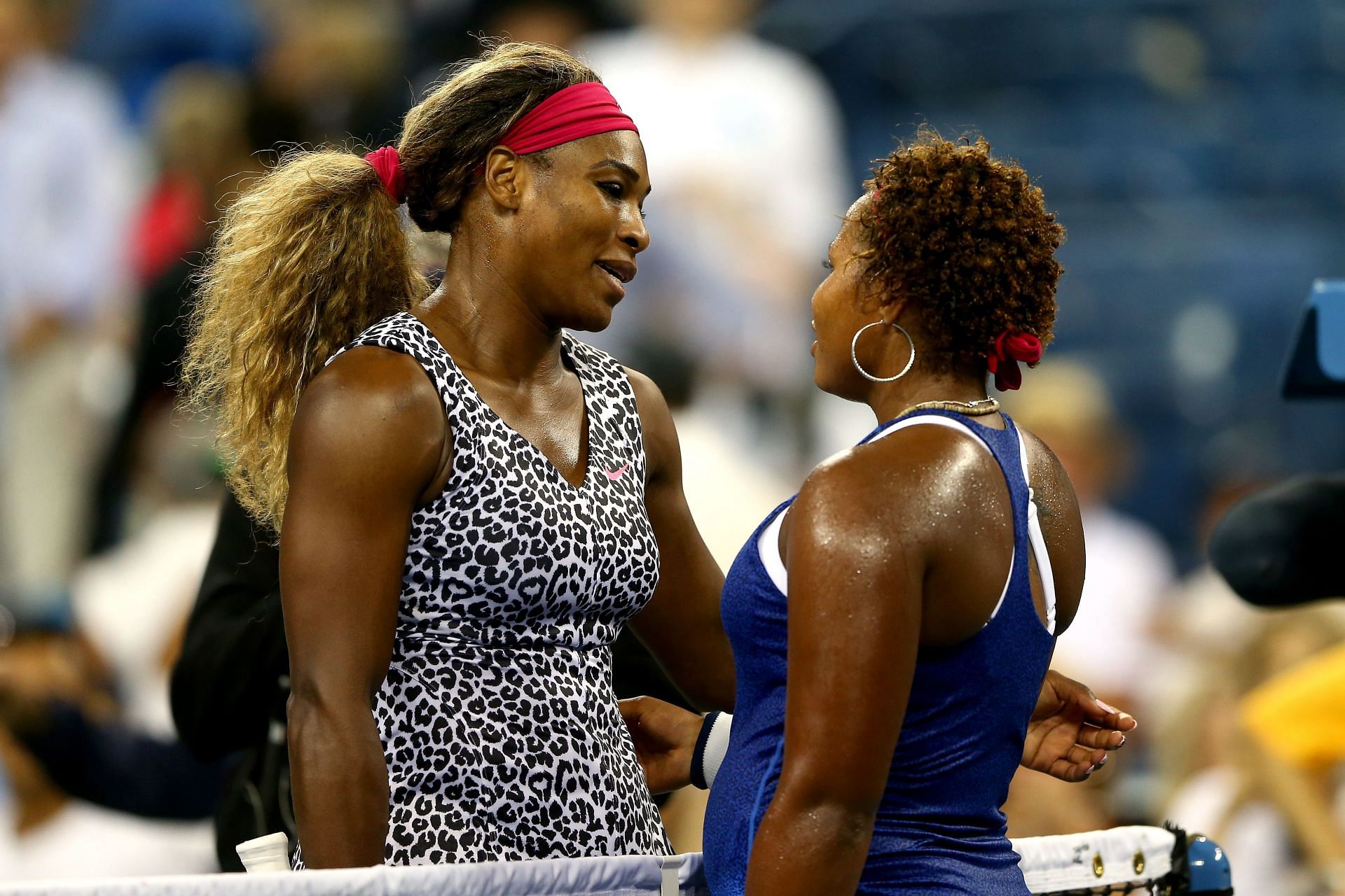 Serena Williams (L) and Taylor Townsend at the 2014 US Open (Image: Getty)