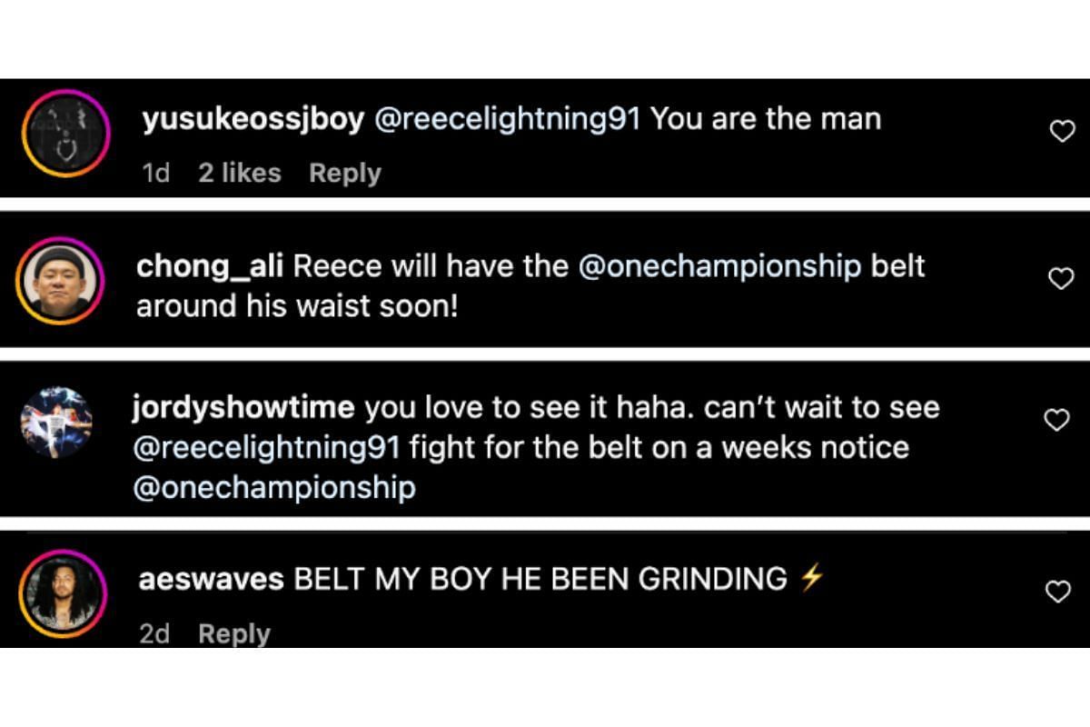 Screenshot of fans&#039; comments