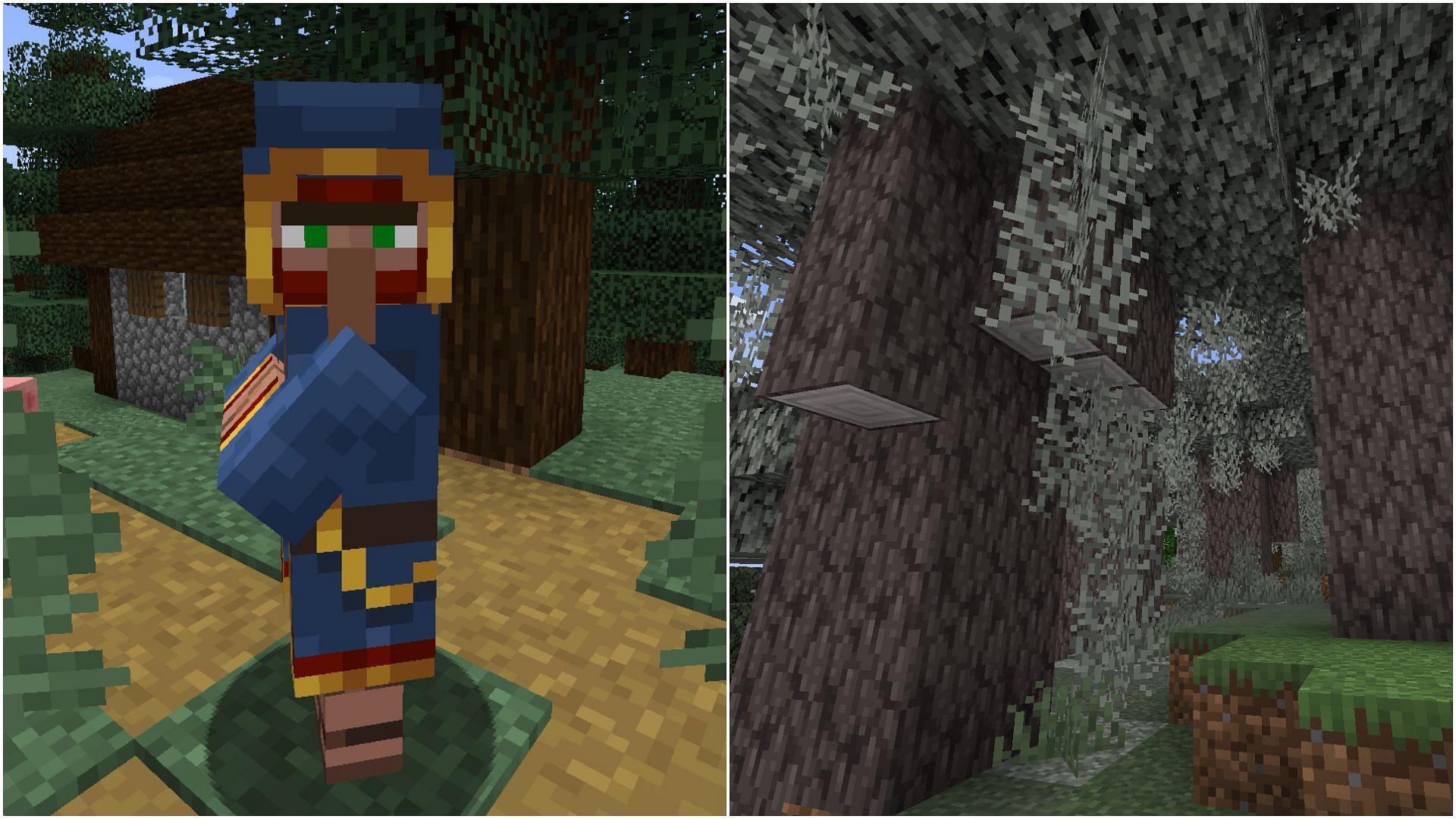 Wandering traders can trade Pale oak tree logs and other vegetation blocks from Pale Garden (Image via Mojang Studios)