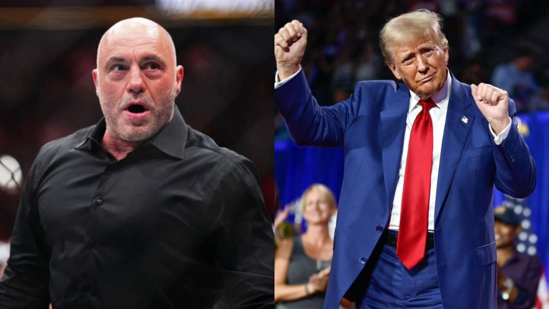 When Joe Rogan (left) explained why Donald Trump (right) scares the deep state [Images courtesy of Getty Images &amp; @realdonaldtrump on Instagram]