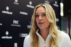 Lindsey Vonn reacts after qualifying to race in World Cup as she comes out of retirement after nearly six years
