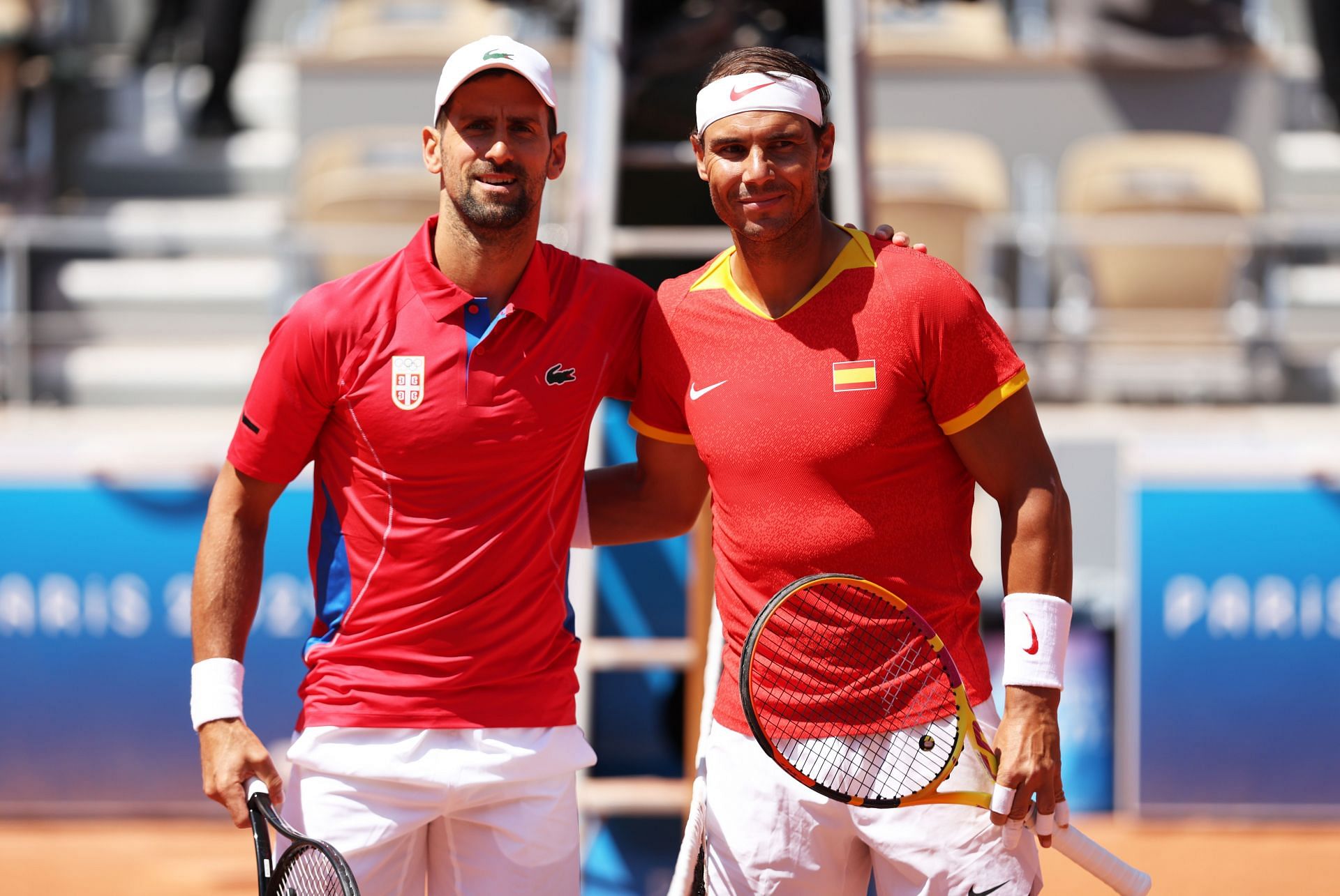 Novak Djokovic and Rafael Nadal at the Paris Olympics 2024. (Photo: Getty)