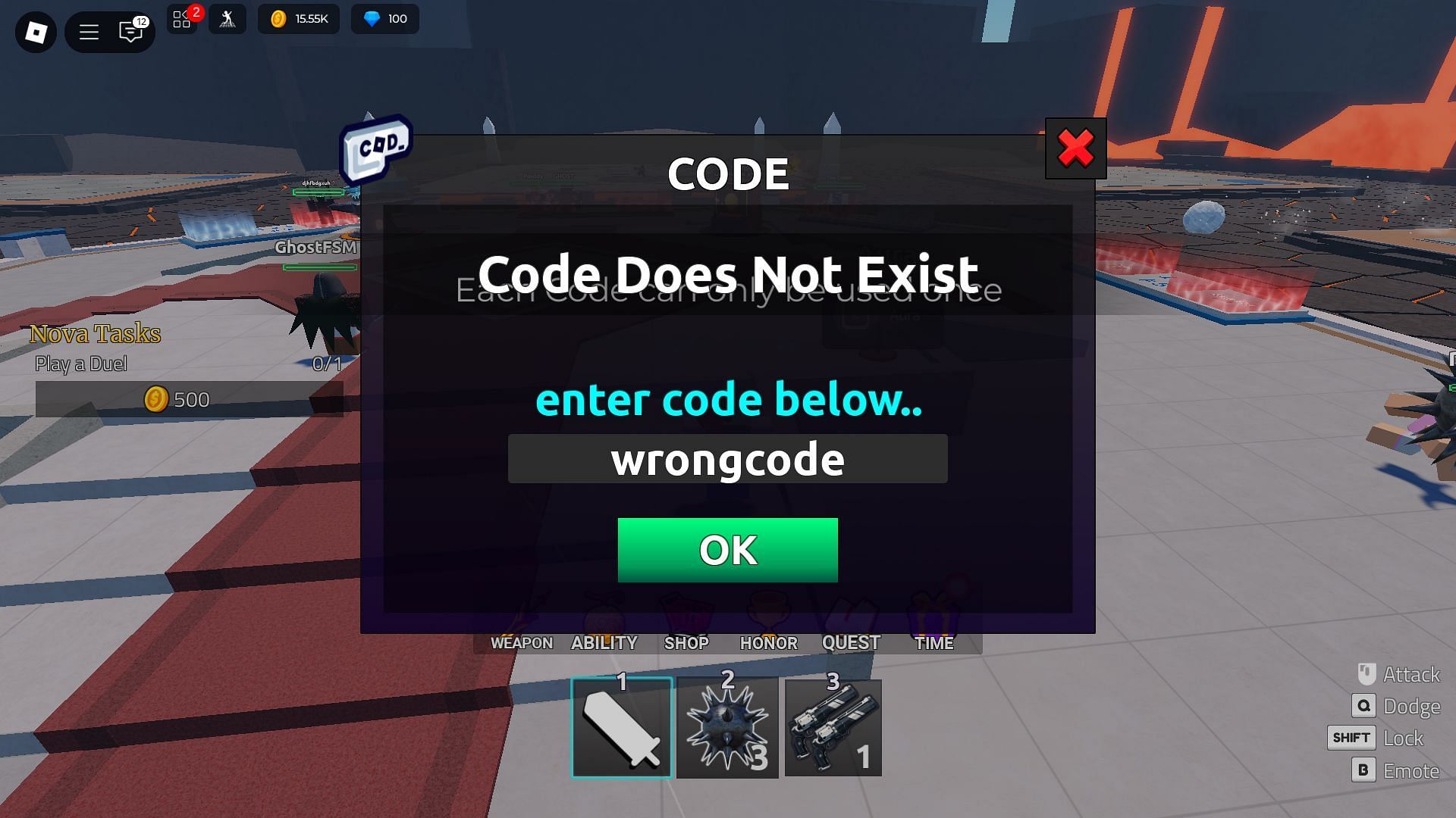 Avoid typos while using codes (Image via Roblox)